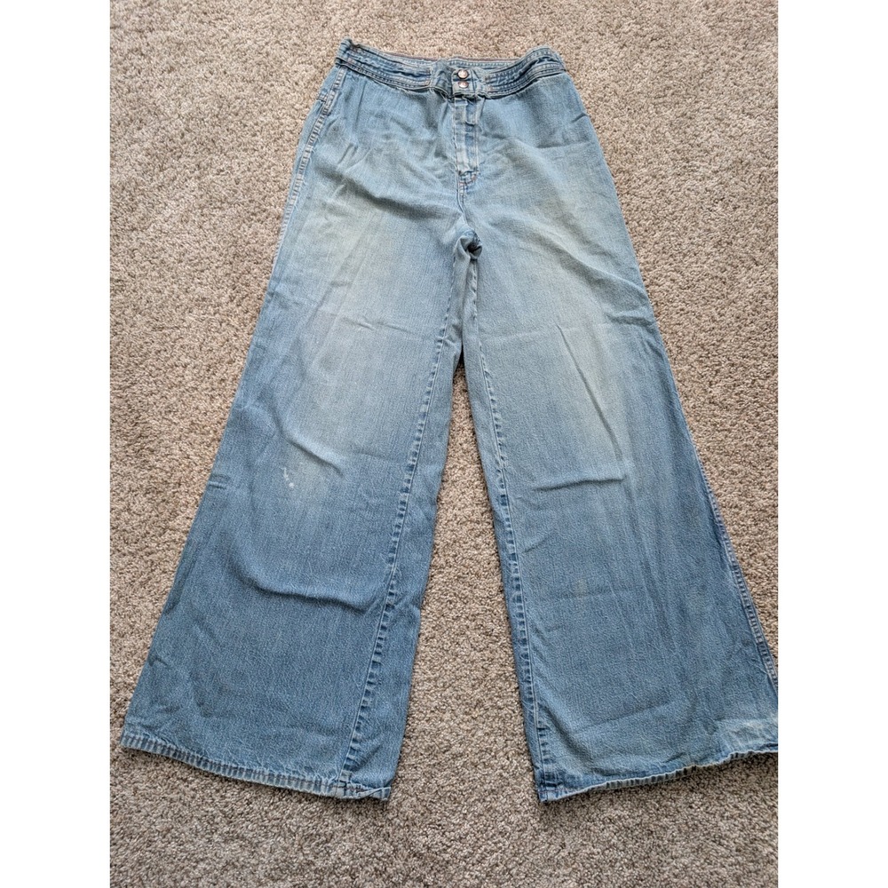 Vintage 90s Yes Clothing Co Wide Leg Skater Jeans Light Wash High Waist 28x30